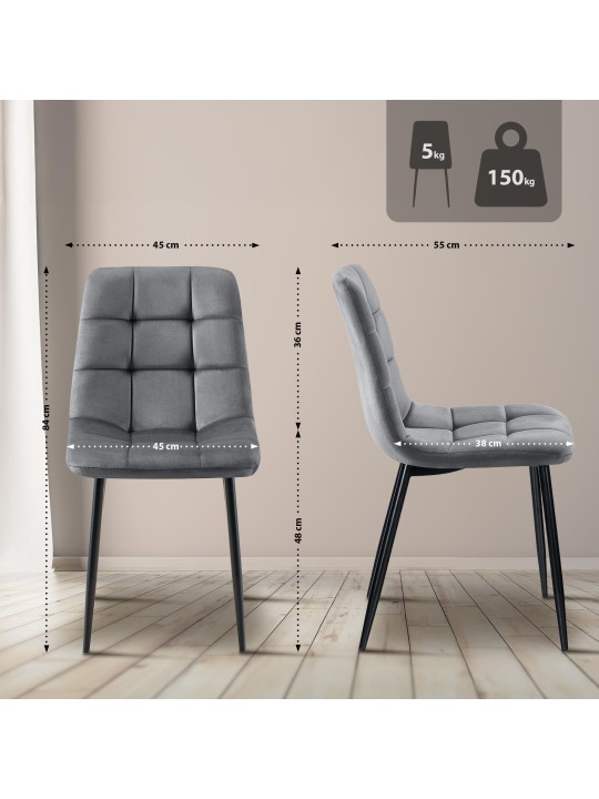 Set van 4 eetkamerstoelen Antibes, donkergrijs