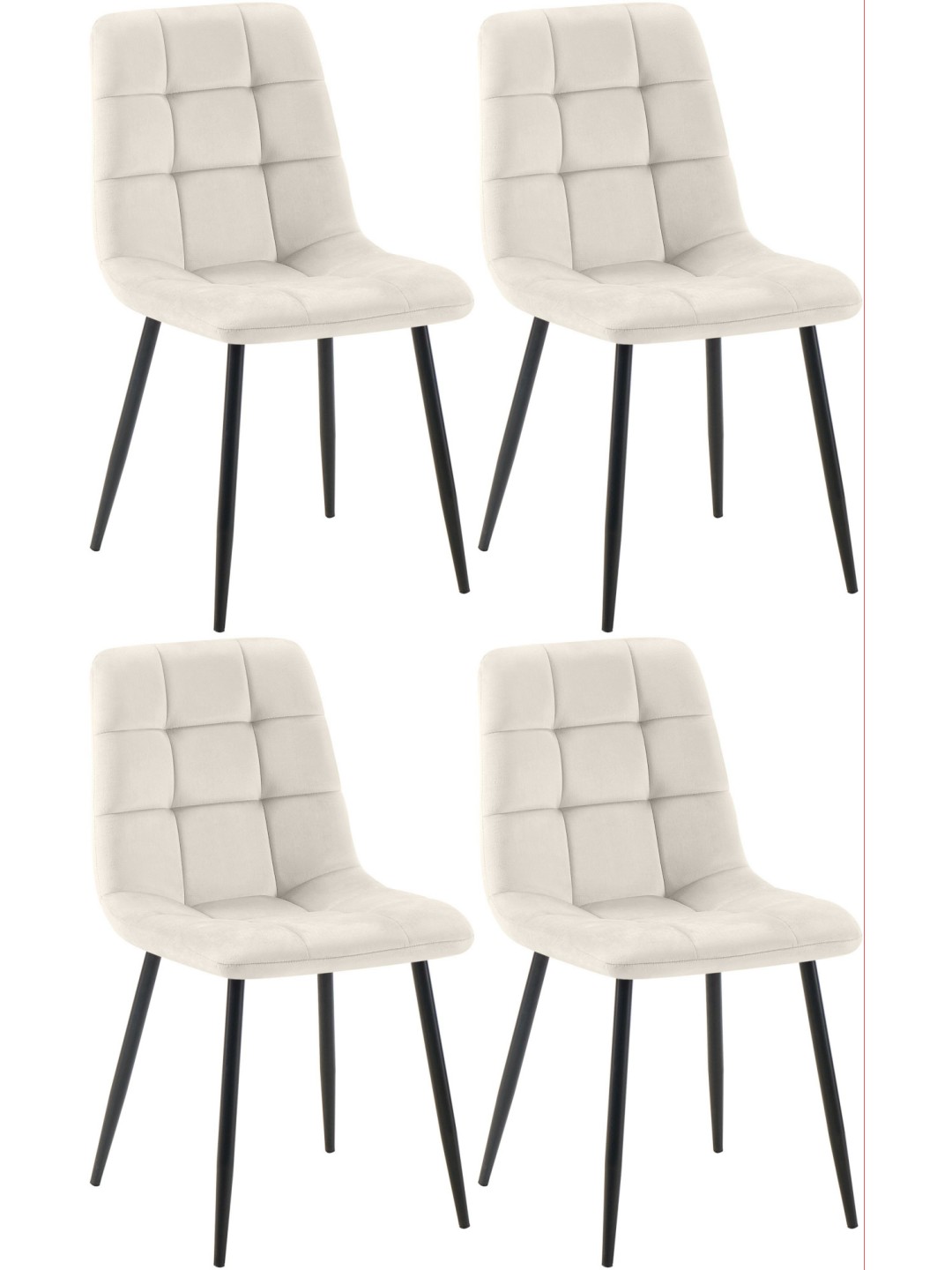 Set van 4 eetkamerstoelen Antibes, crèmewit