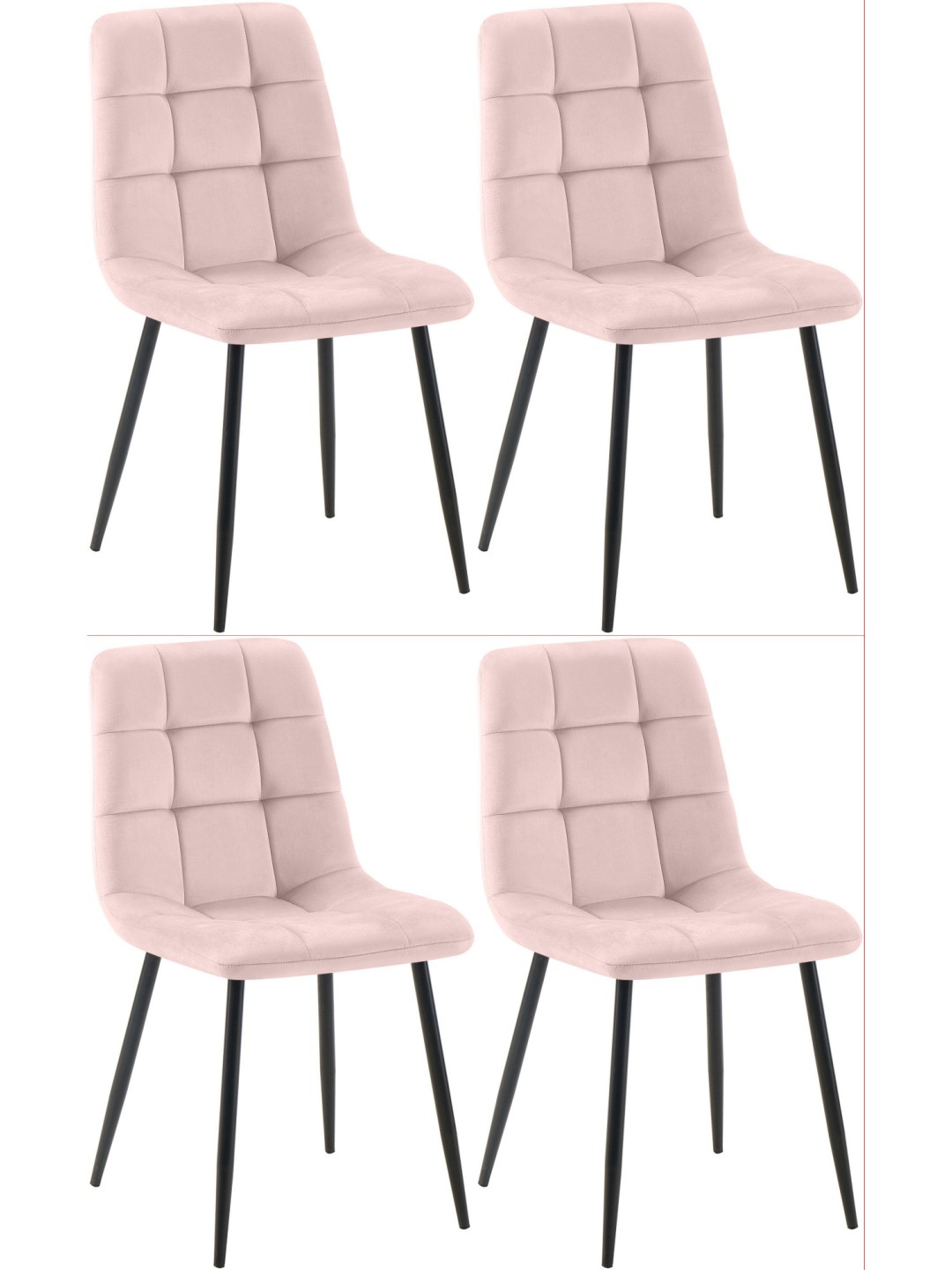 Set van 4 eetkamerstoelen Antibes, roze