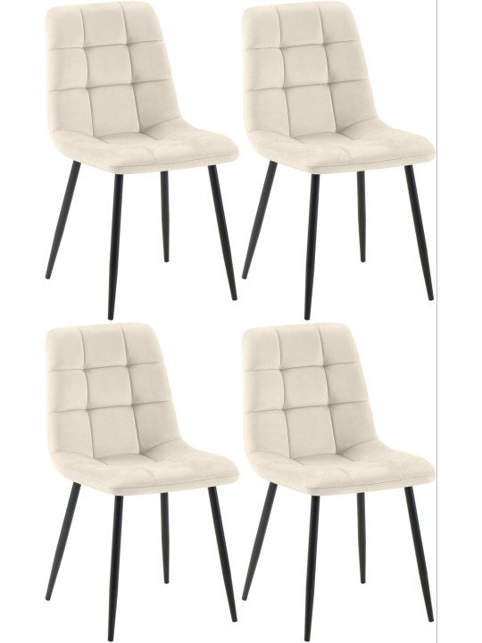 Set van 4 eetkamerstoelen Antibes, crème