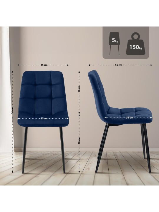 Set van 4 eetkamerstoelen Antibes, donkerblauw Set van 4 eetkamerstoelen Antibes, donkerblauw