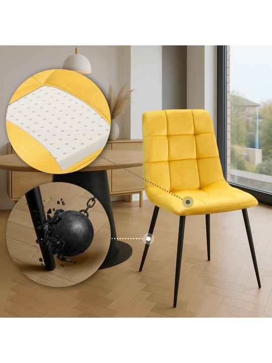 Set van 4 eetkamerstoelen Antibes, geel