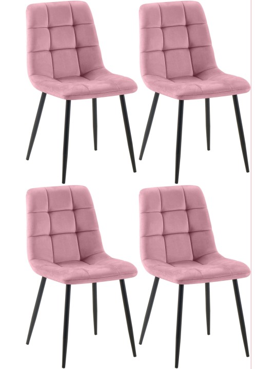 Set van 4 eetkamerstoelen Antibes, roze