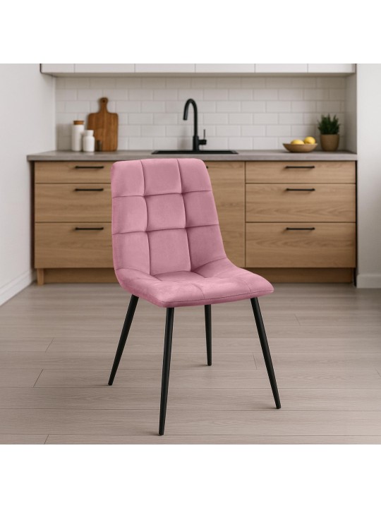 Set van 4 eetkamerstoelen Antibes, roze