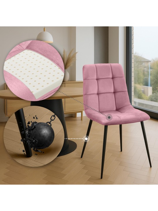 Set van 4 eetkamerstoelen Antibes, roze