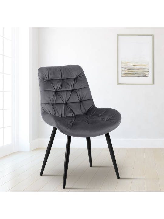 Rossford fluwelen eetkamerstoel, donkergrijs