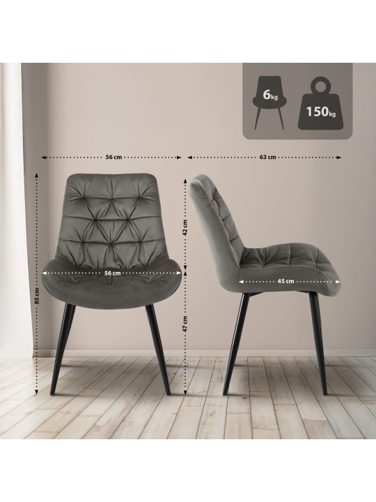 Set van 2 Rossford eetkamerstoelen, antraciet Set van 2 Rossford eetkamerstoelen, antraciet