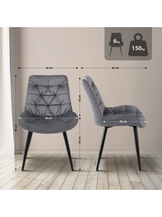 Set van 2 Rossford eetkamerstoelen, donkergrijs