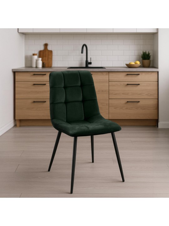 Set van 2 eetkamerstoelen Tilde fluweel, groen