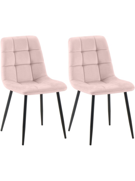 Set van 2 eetkamerstoelen Tilde fluweel, roze