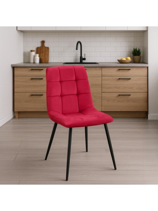 Set van 2 eetkamerstoelen Tilde fluweel, rood