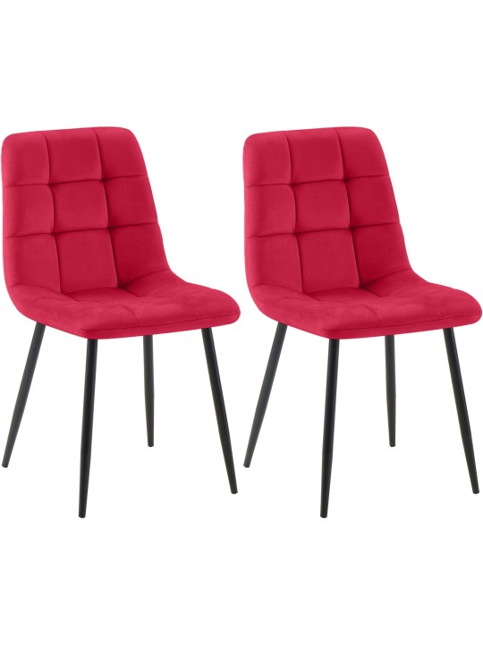 Set van 2 eetkamerstoelen Tilde fluweel, rood