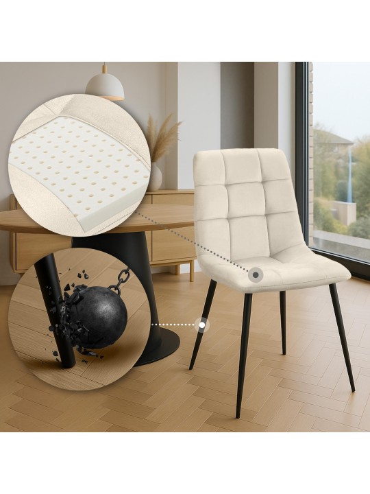 Set van 2 eetkamerstoelen Tilde fluweel, crème