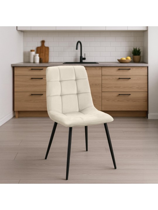 Set van 2 eetkamerstoelen Tilde fluweel, crème