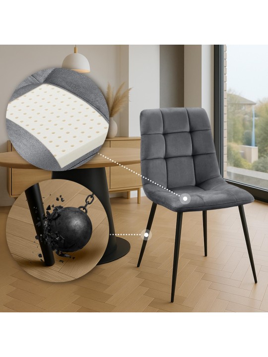 Set van 2 eetkamerstoelen Tilde fluweel, donkergrijs Set van 2 eetkamerstoelen Tilde fluweel, donkergrijs