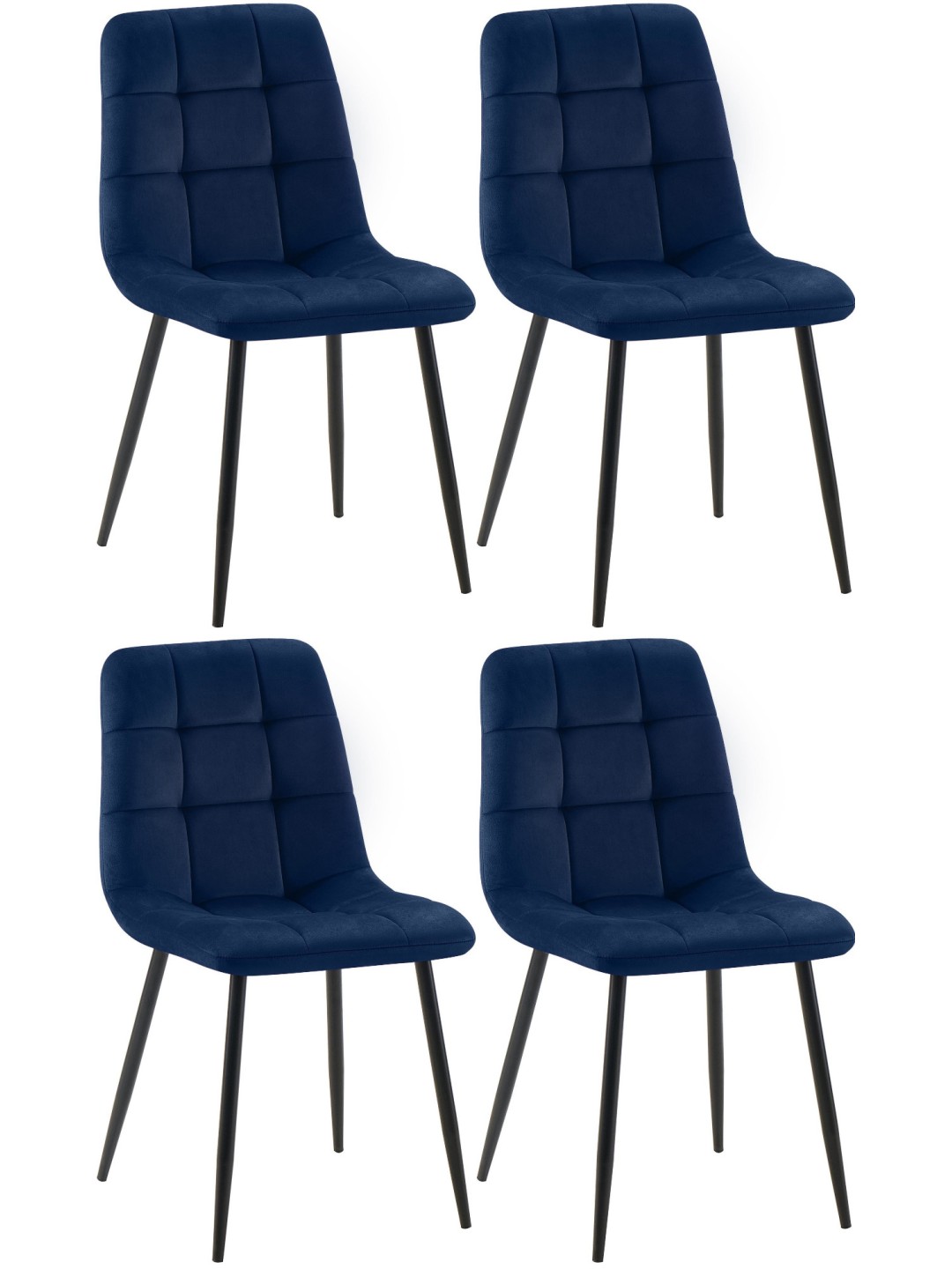 Set van 4 eetkamerstoelen Tilde fluweel, blauw