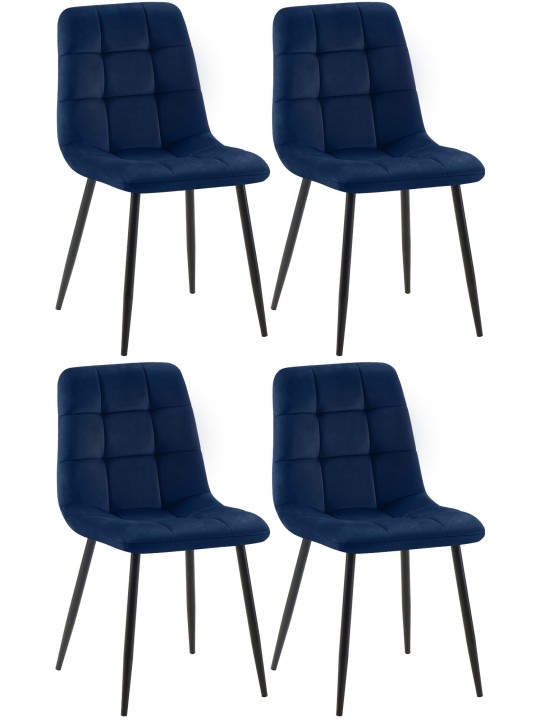 Set van 4 eetkamerstoelen Tilde fluweel, blauw