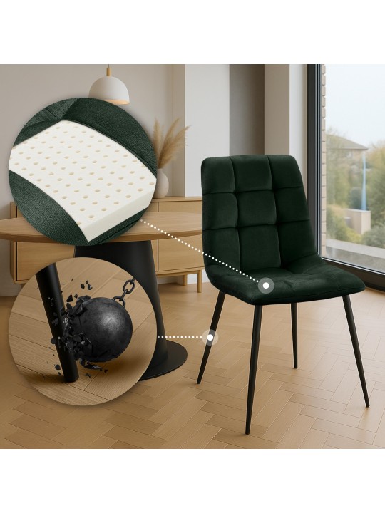 Set van 4 eetkamerstoelen Tilde fluweel, groen
