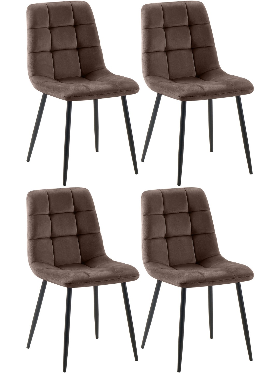 Set van 4 eetkamerstoelen Tilde fluweel, bruin