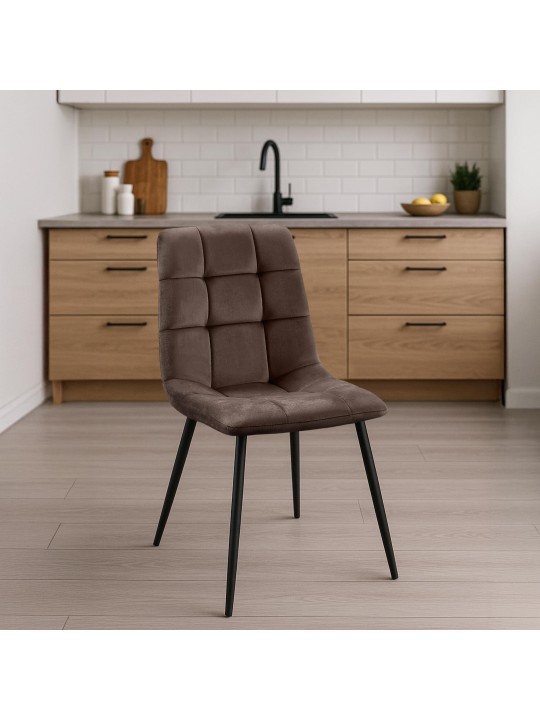 Set van 4 eetkamerstoelen Tilde fluweel, bruin