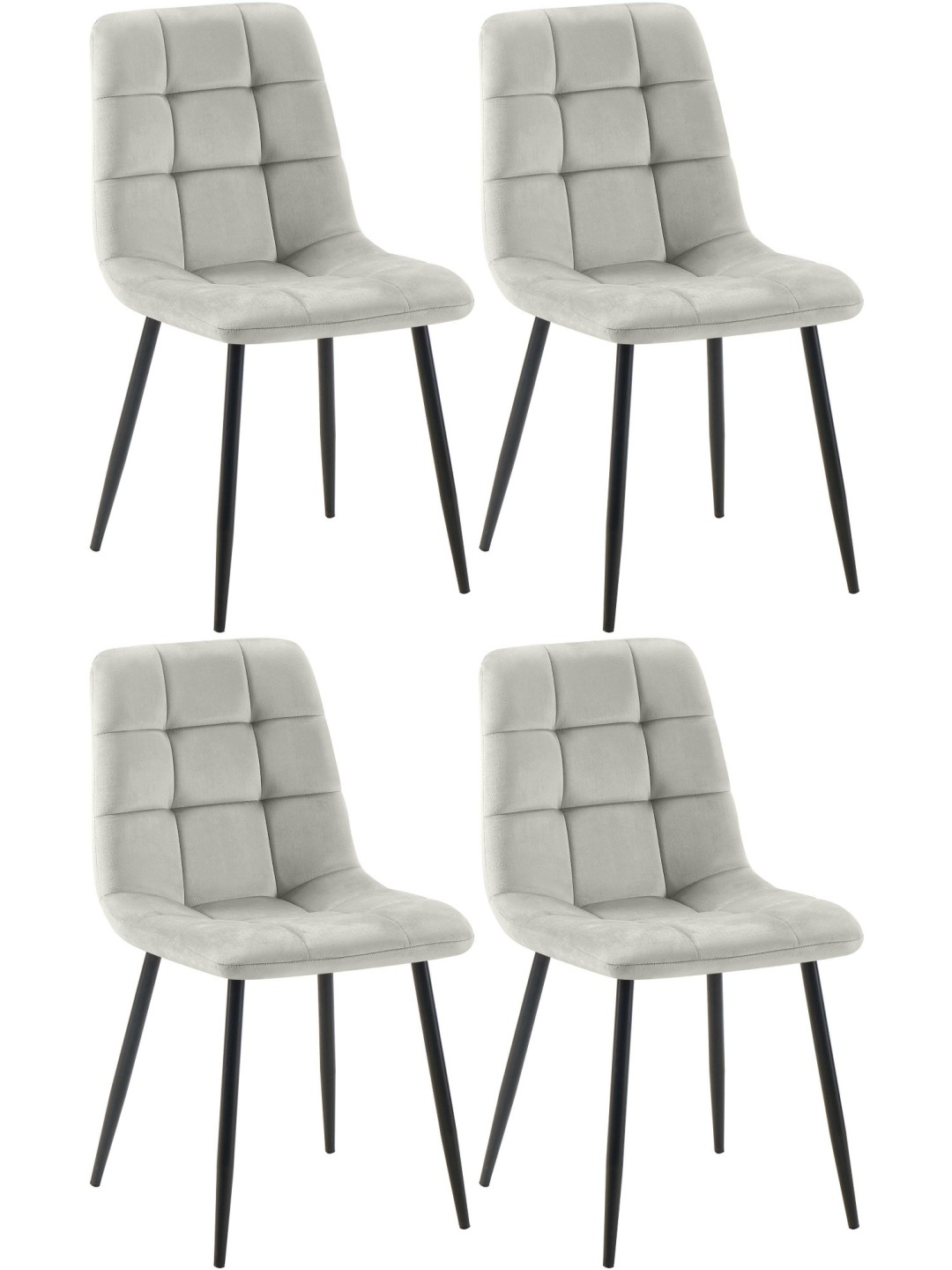 Set van 4 eetkamerstoelen Tilde fluweel, grijs