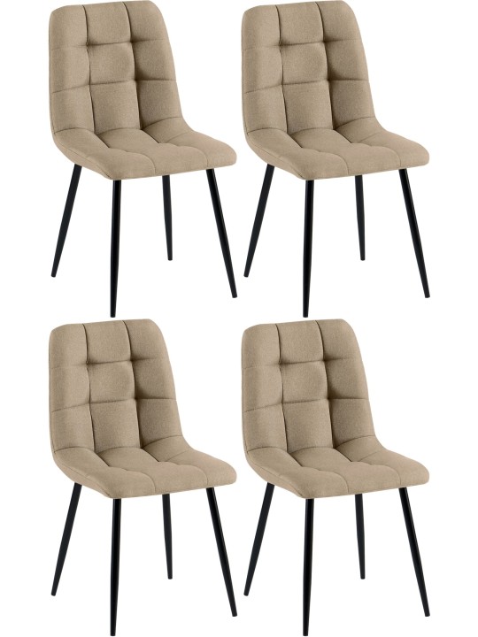 Set van 4 eetkamerstoelen Tilde stof, taupe Set van 4 eetkamerstoelen Tilde stof, taupe