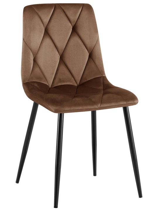 Clairton fluwelen eetkamerstoel, bruin