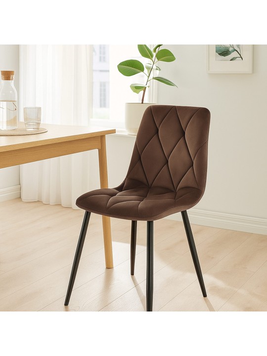 Clairton fluwelen eetkamerstoel, bruin