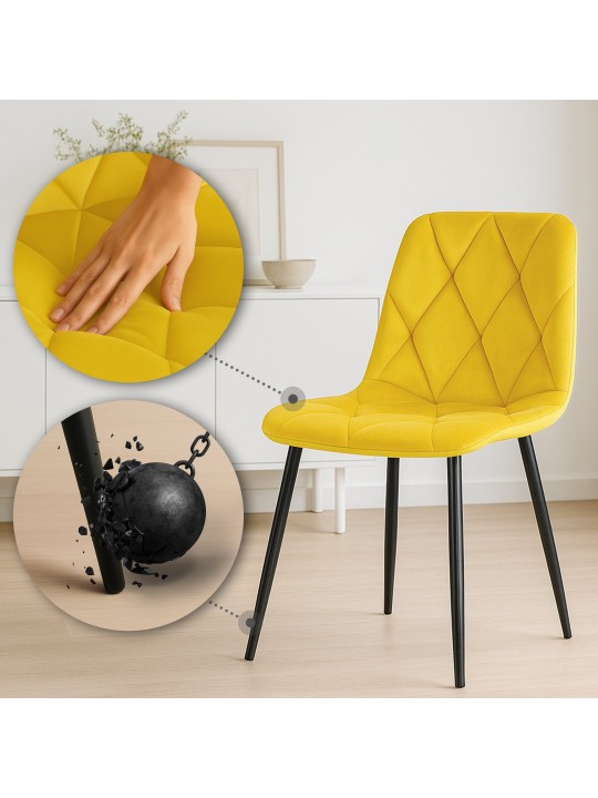 Clairton fluwelen eetkamerstoel, geel Clairton fluwelen eetkamerstoel, geel