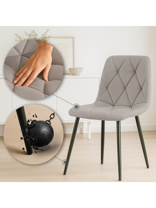 Eetkamerstoel Clairton stof, lichtgrijs Eetkamerstoel Clairton stof, lichtgrijs