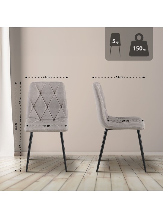 Eetkamerstoel Clairton stof, lichtgrijs Eetkamerstoel Clairton stof, lichtgrijs