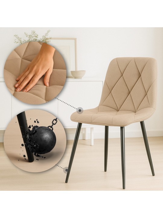 Eetkamerstoel Clairton stof, taupe Eetkamerstoel Clairton stof, taupe