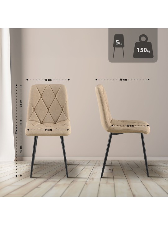 Eetkamerstoel Clairton stof, taupe Eetkamerstoel Clairton stof, taupe