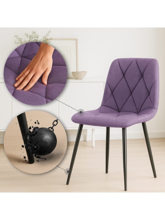 Set van 2 eetkamerstoelen Clairton stof, lila Set van 2 eetkamerstoelen Clairton stof, lila