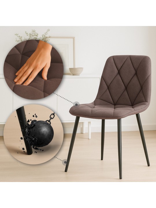 Set van 2 eetkamerstoelen Clairton stof, bruin