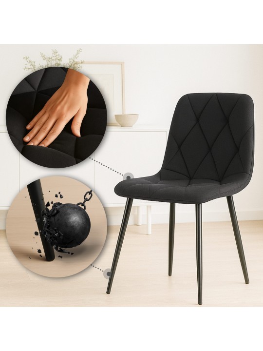 Set van 2 eetkamerstoelen Clairton stof, zwart