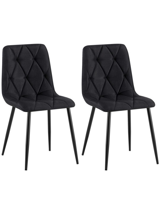 Set van 2 eetkamerstoelen Clairton stof, zwart