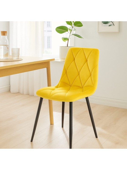 Set van 2 eetkamerstoelen Clairton fluweel, geel Set van 2 eetkamerstoelen Clairton fluweel, geel