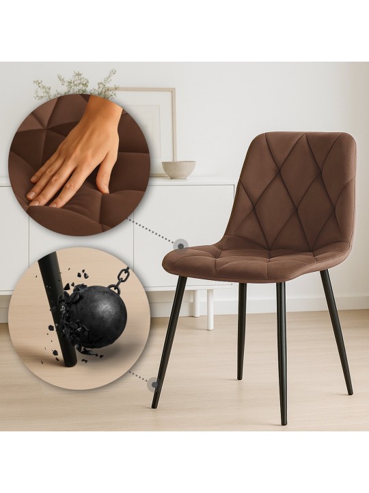 Set van 2 eetkamerstoelen Clairton fluweel, bruin