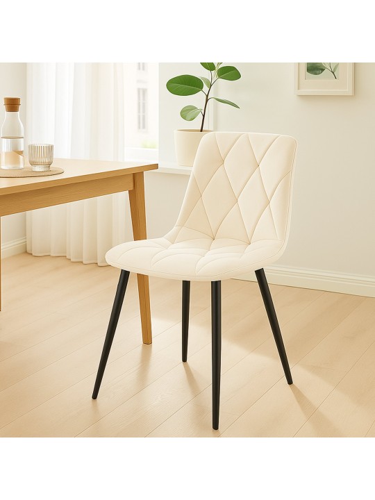 Set van 2 eetkamerstoelen Clairton fluweel, crème