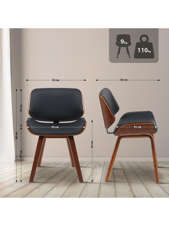 Bezoekersstoel Beverley kunstleer, walnoot/zwart Bezoekersstoel Beverley kunstleer, walnoot/zwart