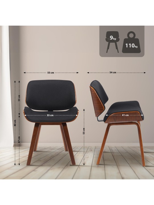 Bezoekersstoel Beverley stof, walnoot/zwart Bezoekersstoel Beverley stof, walnoot/zwart