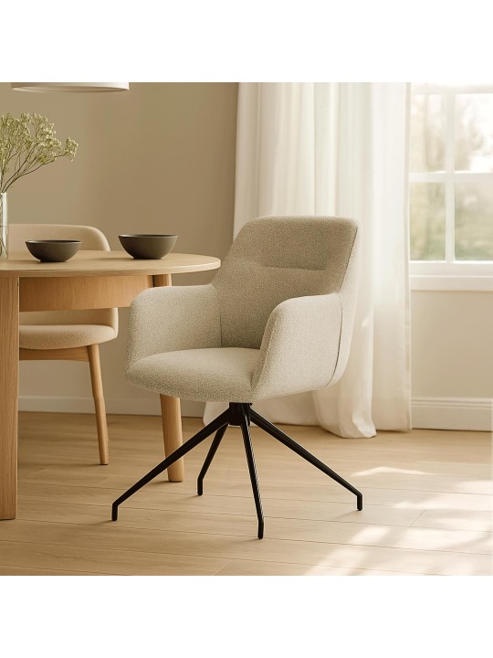 Eetkamerstoel Merlinda stof Teddy, taupe