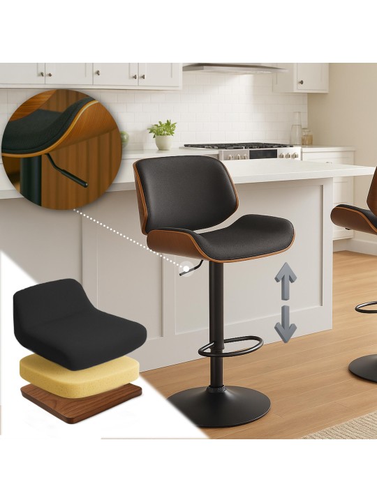 Barkruk Beverley B stof, walnoot/zwart Barkruk Beverley B stof, walnoot/zwart