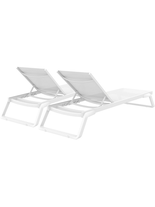 Set van 2 ligstoelen Tropic, wit