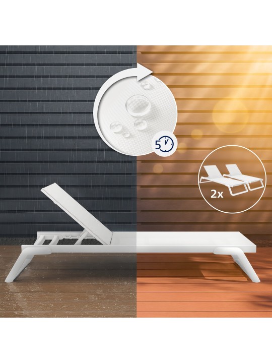 Set van 2 ligstoelen Tropic, wit