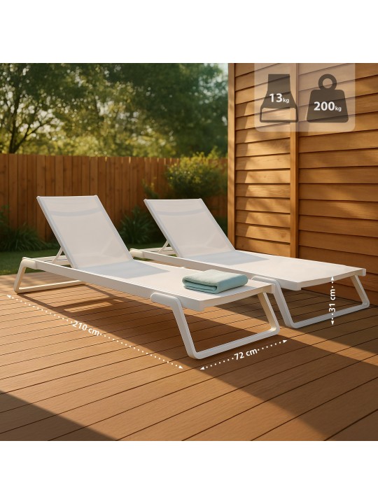 Set van 2 ligstoelen Tropic, wit