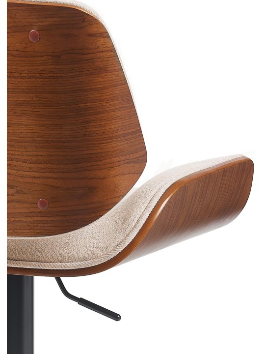 Barkruk Beverley B stof, walnoot/crème