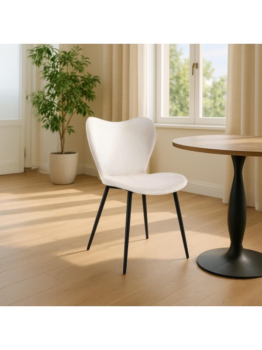 Eetkamerstoel Maika stof, crème