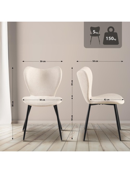 Eetkamerstoel Maika stof, crème